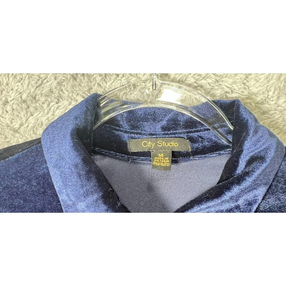City‎ Studio Medium Tiered Mini Dress Blue Party Date Velour